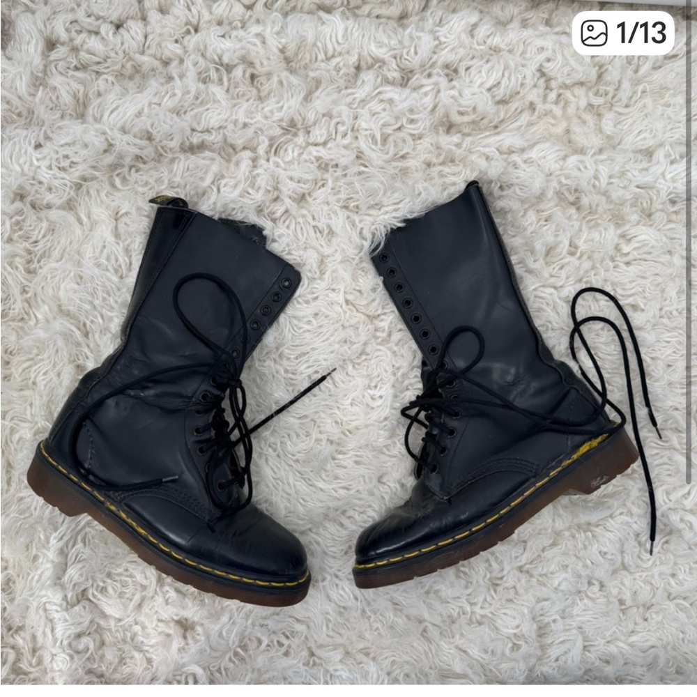 Dr. Martens Black Lace Up Boots Made in England Women’s Size 7